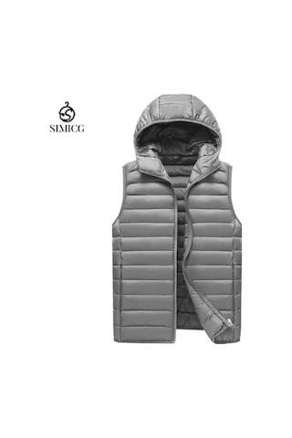 Erkek Pamuklu Yelek, Dış Giyim, Erkek Sonbahar Ve Kış Yeleği, Kolsuz Pamuklu Ceket. Gri