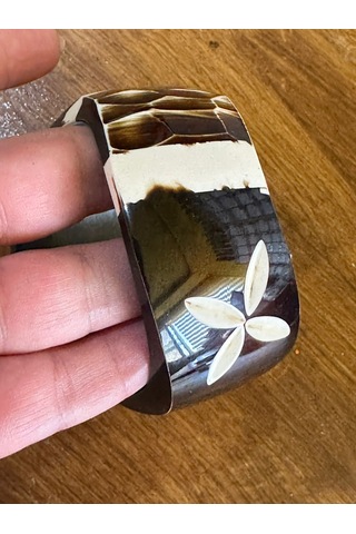 Oyma Kemik Kadın Hint Bileziği Çap 7 Cm Çok Renkli