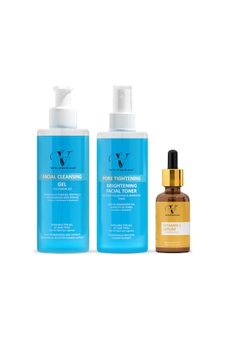 Vitanova Gözenek Sıkılaştırıcı ve Aydınlatıcı Tonik 250 ML + ve Canlandırıcı Yüz Yıkama Jeli 250 ML + Vitamin C Serum 30 ML