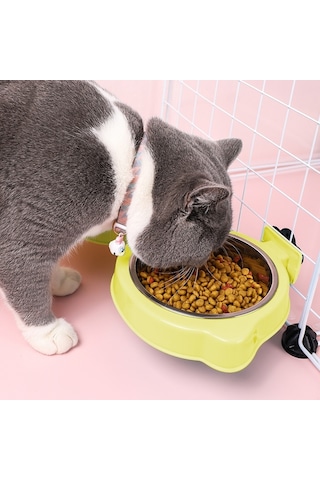 Cbtx Evcil Hayvan Mama Kasesi Köpek Kafesi Asılı Paslanmaz Çelik Sabit Kase Yeşil