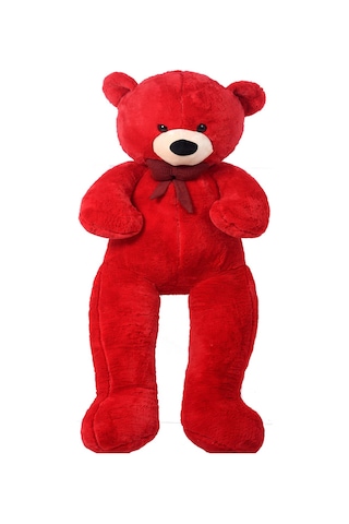 130 Cm Papyonlu Sevimli Peluş Ayı - Sevgiliye Özel Hediye Kırmızı