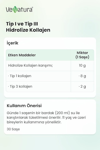 Tip I Ve Tip Iıı Hidrolize Kollajen 30 Saşe