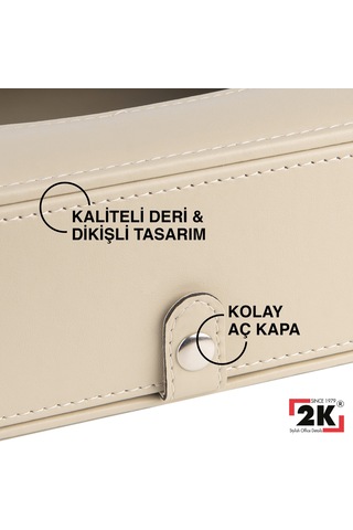2k Suni Deri Peçetelik Mendil Kutusu 13 24 6 Cm. Bej Bej