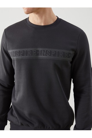 Lcwaıkıkı Classic Antrasit Bisiklet Yaka Baskılı Erkek Kalın Sweatshirt