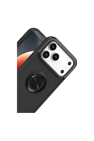 Apple, Uyumlu iPhone 17 Pro Montreal Yüzüklü Silikon Kapak Siyah