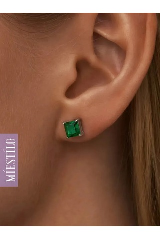 Miestilo 925 Ayar Gümüş Kadın Kare Model Küpe Çubuklu 185638956 Yeşil