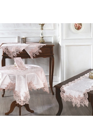 Royal Nazik Doria Kadife Oda Takımı 5Parça Kadife Pudra