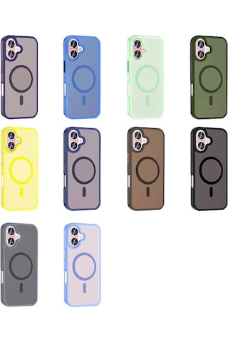 Apple Uyumlu iPhone 16 Kılıf M-safe Şarj Özellikli Mat Arka Yüzey Zore Sio Kapak Mavi