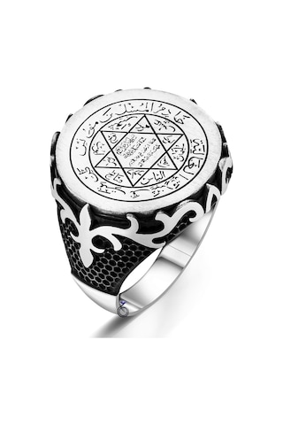 925 Ayar Gümüş Mühr-Ü Süleyman Erkek Yüzük (546715187)