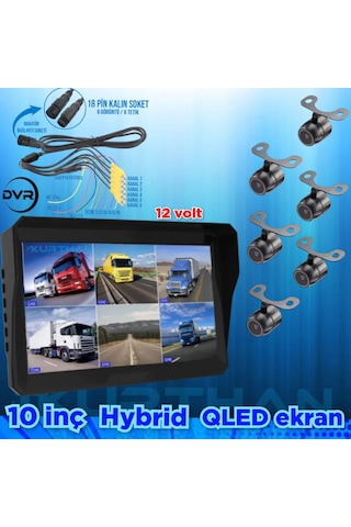 Qled Ekran 6 Kanal 10'' Dvr Monitör 6 Adet Kelebek Kamera Seti