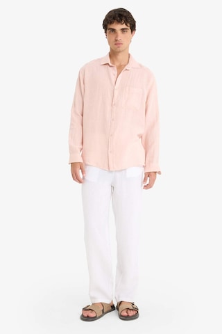 Defacto %100 Keten Relax Fit Uzun Kollu Gömlek F4598ax25hspn610 Pembe