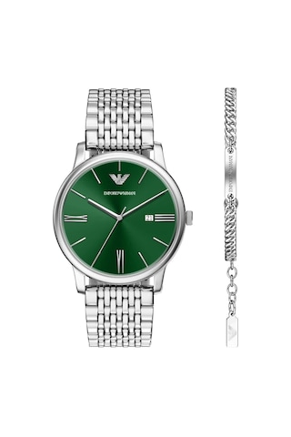 Emporio Armani Ar80087set Erkek Kol Saati Ve Bileklik Seti Metalik Gri