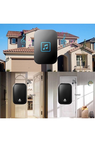 Cacazi 2 Buton 1 Alıcı Pil Gerektirmeyen Kablosuz Led Kapı Zili