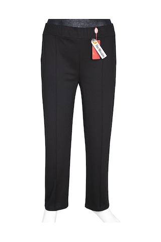 Hesna Kadın Bella Battal Beden Çimalı Yan Cepli Siyah Pantolon Siyah