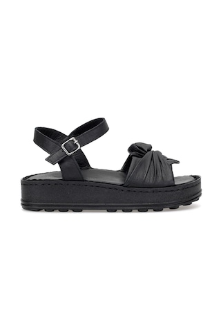 Mammamia D25ys-2595 Kadın Hakiki Deri Düz Sandalet Siyah Siyah
