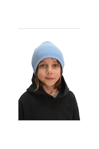 Luess Fitilli Kışlık Unisex Çocuk Bere Açık Mavi