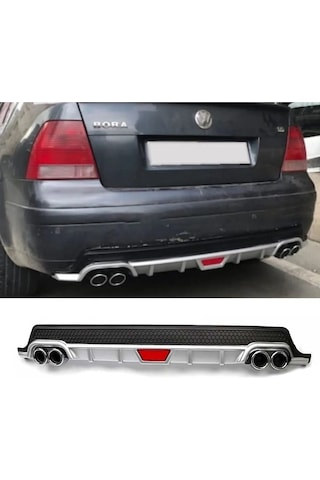 Vw Bora Uyumlu Gri Difüzör Difizör Yuvarlak Egzoz Görünüm Kulaklı Tip