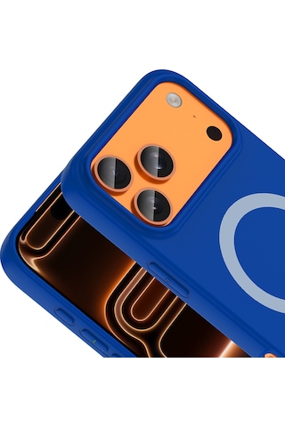 Maks Technology iPhone Uyumlu 17 Pro Max Kılıf M-safe Şarj Özellikli Mkst Aris Silikon Kapak - Saks Mavi