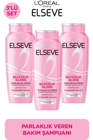 3'lü Elseve Glycolic Gloss Core Parlık Veren Bakım Şampuanı 300 ML