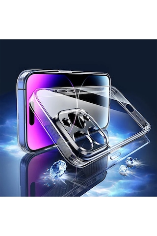 İphone 15 Pro Max Şeffaf Kılıf Kamera Korumalı 0.7mm Fit Silikon