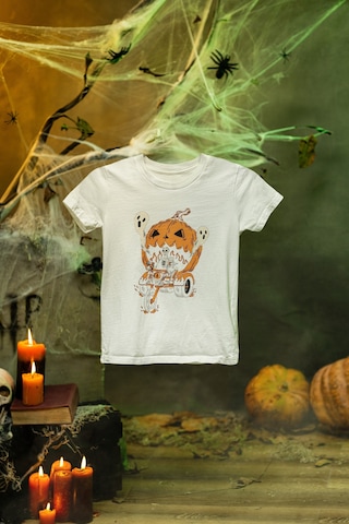 Magors Stıl-x Happy Halloween - Cadılar Bayramı Baskılı Çocuk Tshırt Beyaz-2