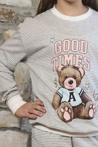 Cossy By Aqua 26452 Kız Çocuk Uzun Kollu Bisiklet Yaka Paçası Bantlı Pijama Takım-çizgili Çizgili