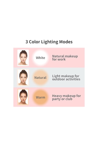 Vkemall Makyaj Aynası, 80 Led Işıklı Tuvalet Aynası, Kompakt Led Ayna, 3 Renkli Işıklı T