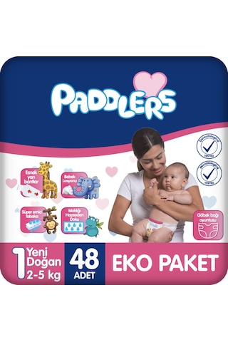 Yenidoğan Bebek Bezi 1 Numara (2-5 Kg) 48 Adet – Eko Paket, Hassas Ciltlere Uygun
