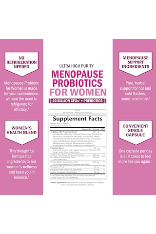 Bioschwartz Menopause Women - 40 Billion Cfu Probiotics Hot Flashes Night Sweats Mood Swings And Balance 60 Caps Aromasız