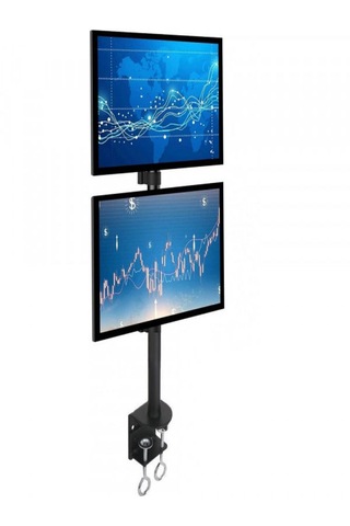Techly 13-27 Inç Arası 2 Monitör Için Kelepçeli Masa Üstü Standı