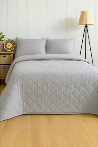 Gri Tek Kişilik Pike Çok Amaçlı Yatak Örtüsü