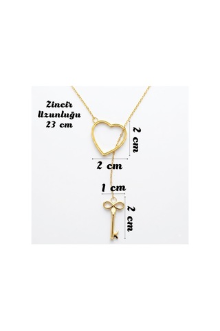 925 Ayar Gümüş Kalbimin Anahtarı Sonsuzluk Detaylı Kadın Kolye - Gold - Silver Renk Seçeneği Altın - 911091734 Altın