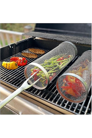 2'li Tekerlekli Izgara Sepetleri - En Üst Düzey Yuvarlak Paslanmaz Çelik Izgara Filesi Haz