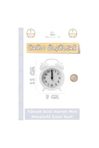 Çalarsaat Premium Sessiz Akar Mekanizma Ofis Masaüstü Komodin Küçük Analog Dekoratif Çalar Saat Çok Renkli
