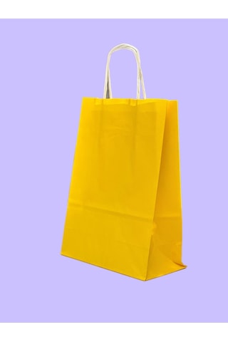 1.kalite 18x8x24 Cm 1 Li Sarı Renkli Kraft Kağıt Çanta, Hediye Poşeti, Hediye Paketi, Kraft Çanta
