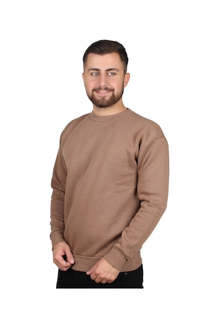 MANTA 5329 Sırt Baskılı Sweatshirt-25658 Kahverengi