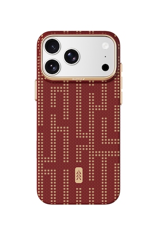 Apple iPhone 18 Pro Max Uyumlu Kılıf M-safe Şarj Özellikli Raptic Aramid Skin Serisi Karbon Kapak Kırmızı