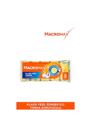 Klasik Yeşil Oluklu Sünger 5'li