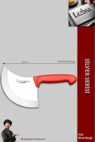 Lazbisa MFT-524 Silver Serisi Pide Börek Bıçağı Mutfak Bıçak Pizza Bıçak Kırmızı
