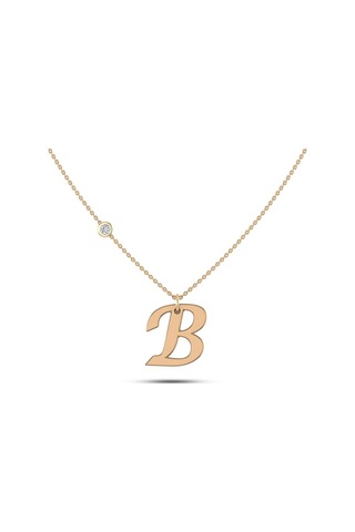 Pırlantalı B Harf Altın Kolye