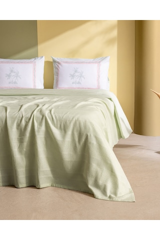 Mathilda Tek Kişilik %100 Pamuk Karde Düz Pike Takımı - Mint Yeşili 8684427200438 Yeşil