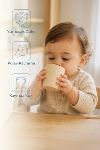 Babyjem Kolay Kavrama Silikon Bardak Ekru