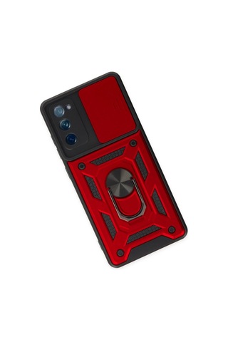 Mey İthalat Samsung Uyumlu Galaxy S20 Fe Kılıf Pars Lens Yüzüklü Silikon - Kırmızı Çok Renkli