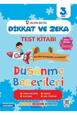 Altın Nokta Yayınları 3. Sınıf Altın Beyin Dikkat Ve Zeka Kitabı İle Matematik Test Kitabı Seti 2 Kitap