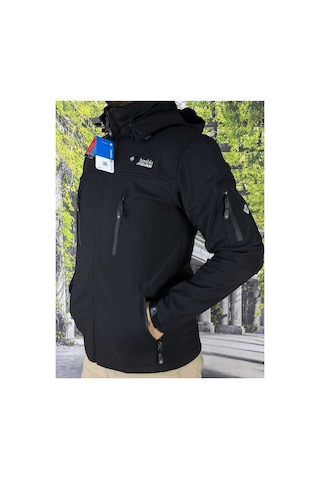 Güray Store Soft Shell Su Ve Rüzgar Geçirmez İçi Polarlı Taktik Mont Motorcu Mont Siyah