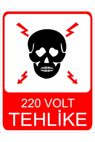 220 Volt Tehlike Uyarı Levhası 20x30 Cm Forex