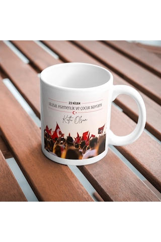 Applucky 23 Nisan Ulusal Egemenlik Ve Çocuk Bayramı 2 Baskı Kupa Bardak Beyaz