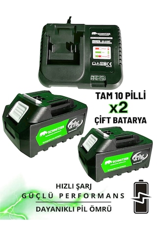 Schmitzer SCH-9108Y 21V Pro Metal Dişli Çift Akülü Çelik Şansuzan Şarjlı Dal Ağaç Budama Makinesi Testeresi