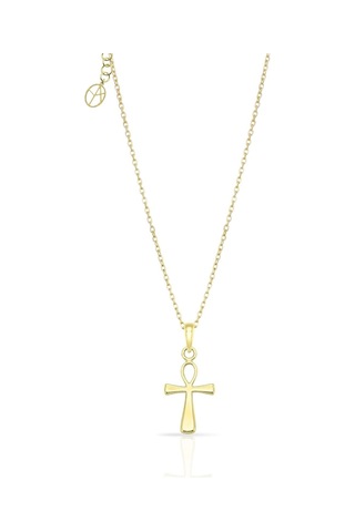 Oya Silver Minimal Sonsuz Yaşam 24k Altın Kaplama Gümüş Ankh Anahtarı Kolye 2.1x1 Cm Oyot392