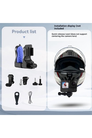 Junzhuodianpu Gopro11 360 Aksiyon Kamerası Aksesuarı İçin Klipsli Çıkarılabilir Motosiklet Kaskı Çene Telefon Standı